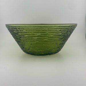 Vintage, Soreno Glass Bowl, Avocado Green, Bark Design, by Anchor Hocking